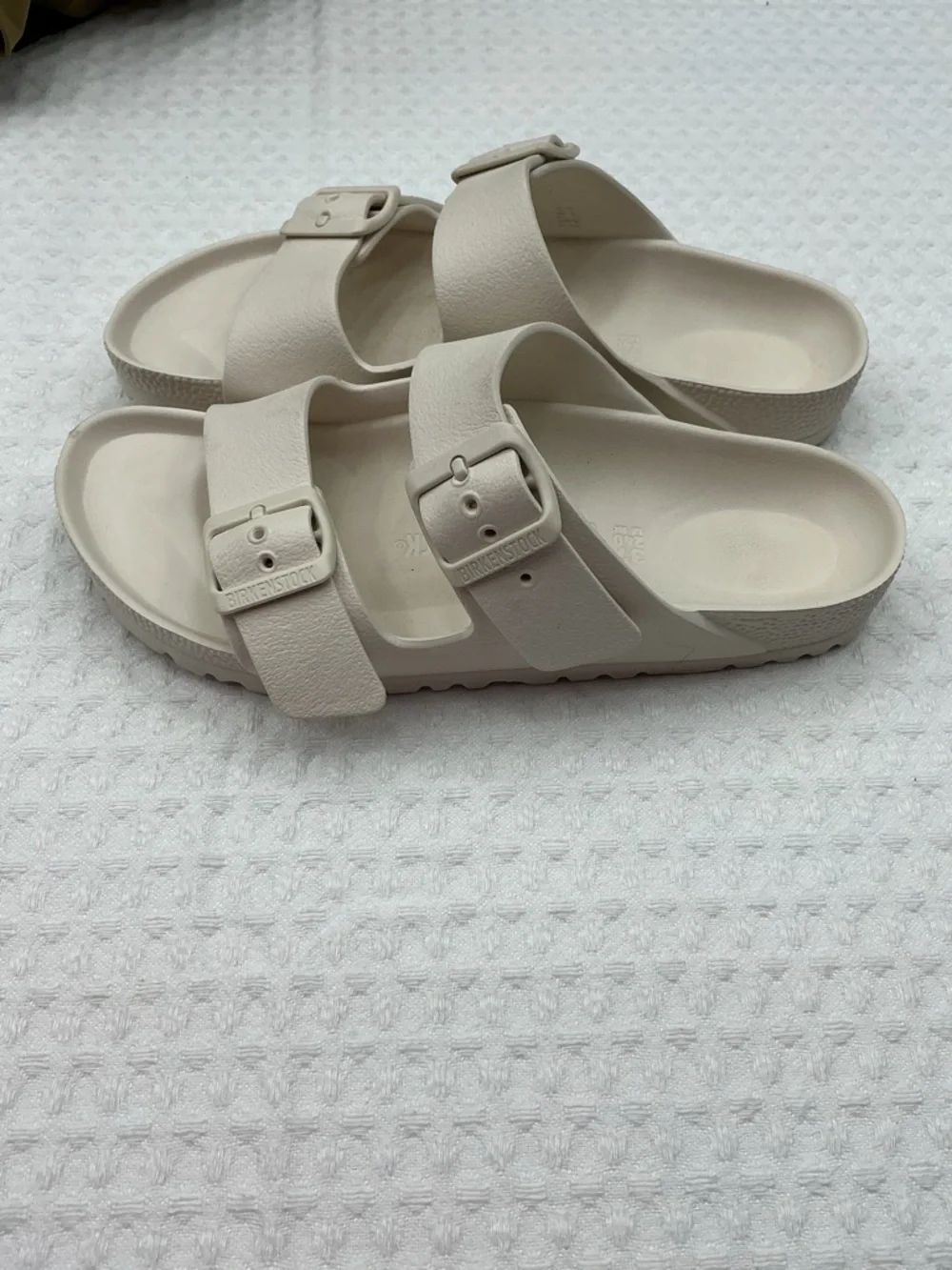 Birkenstock Women's Two-Strap Slide Sandals in Light Taupe - Picture 1 of 9